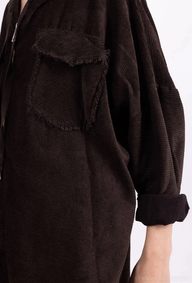 Velvet Pleated Velvet Worn Effect Wide Zip Hoodie