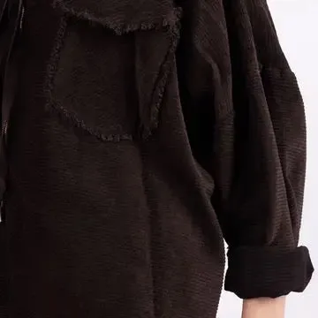 Velvet Pleated Velvet Worn Effect Wide Zip Hoodie