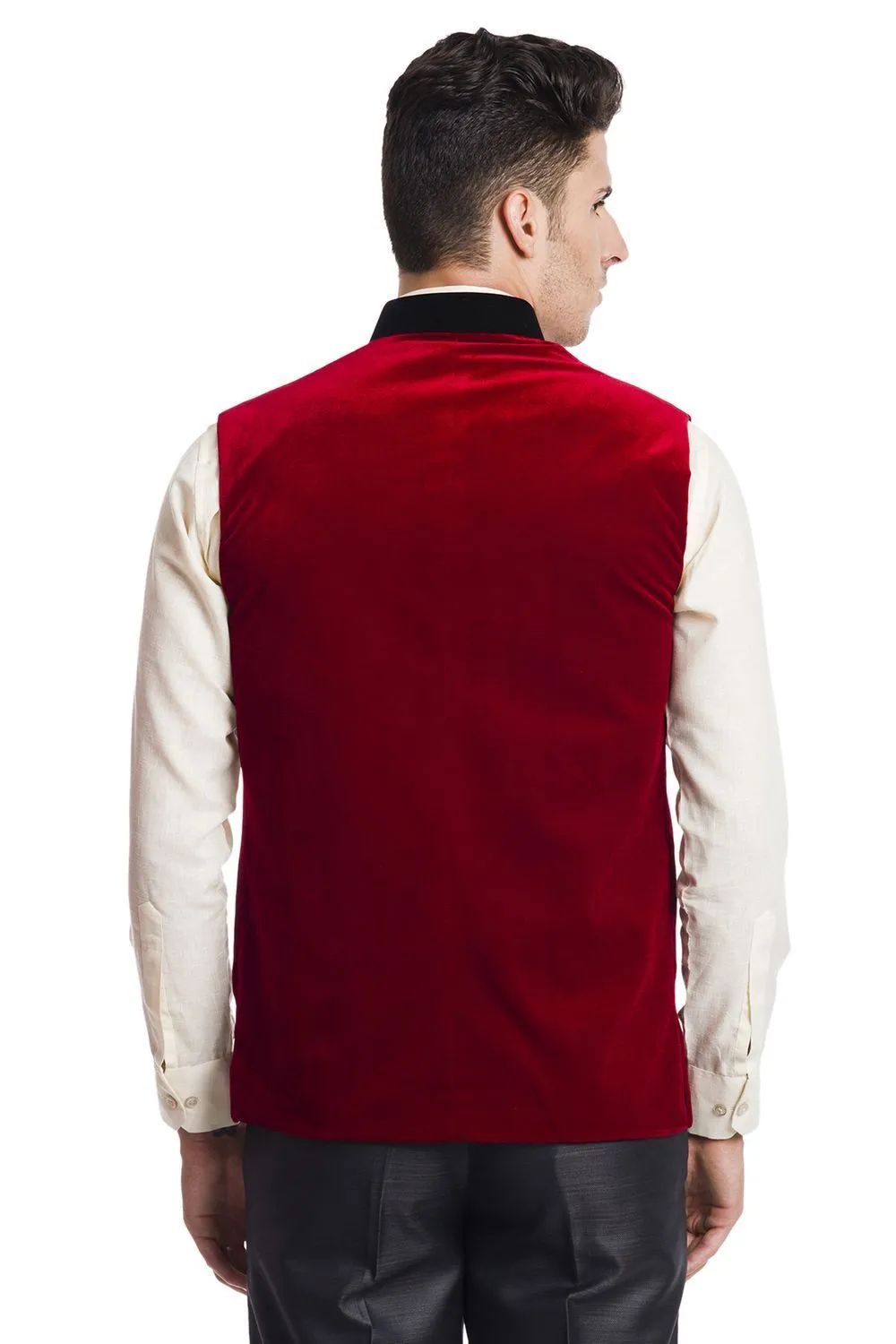 Velvet Red Modi Nehru Jacket