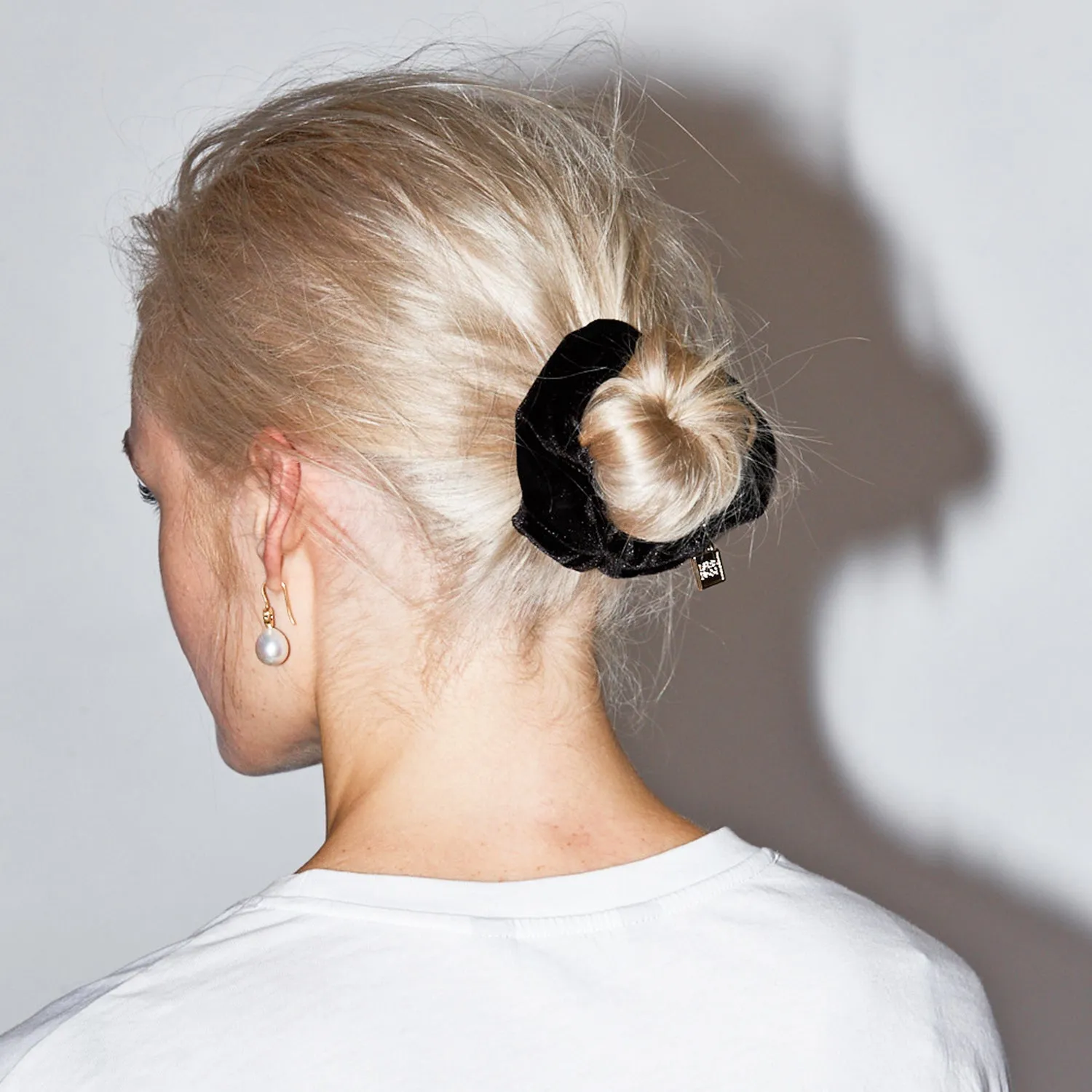 Velvet Small Black Scrunchie