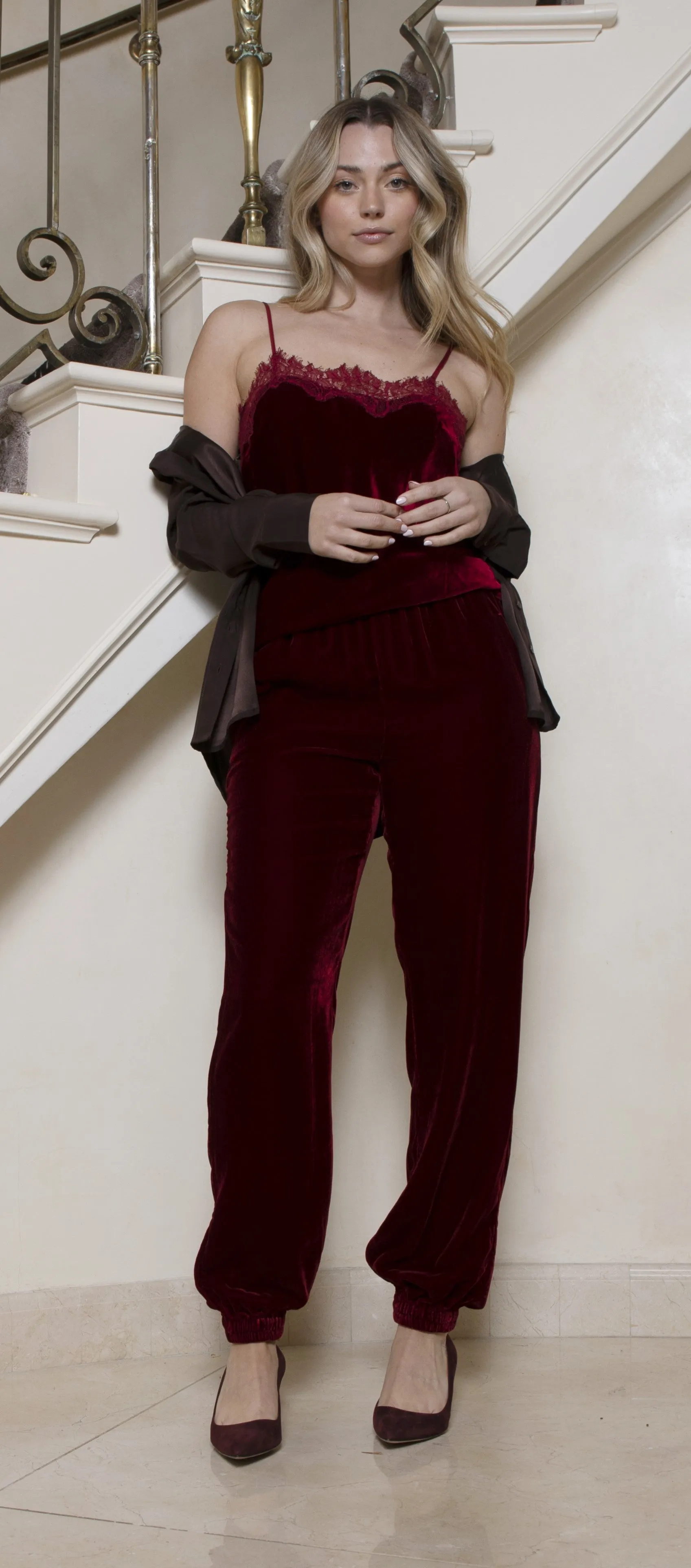Velvet Straight Cami Dalia Red