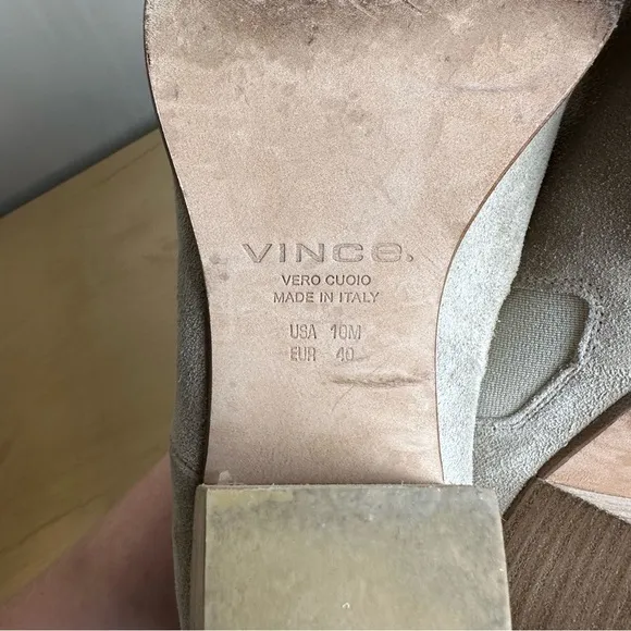 Vince Hamilton Clay Suede Italian Leather Booties Neutral Beige Classic Block