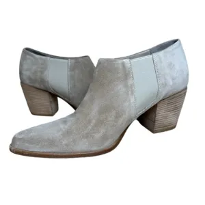 Vince Hamilton Clay Suede Italian Leather Booties Neutral Beige Classic Block