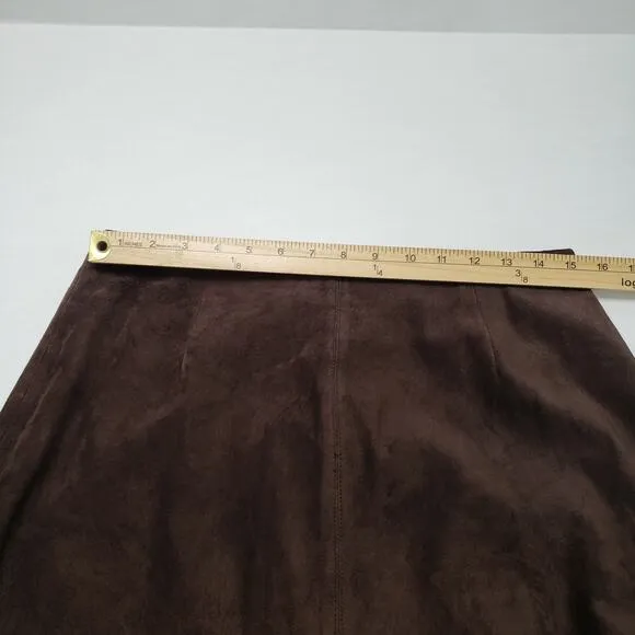 Vintage 90s Style &amp; Co Suede Leather Maxi Skirt Women Large Brown Western Boho
