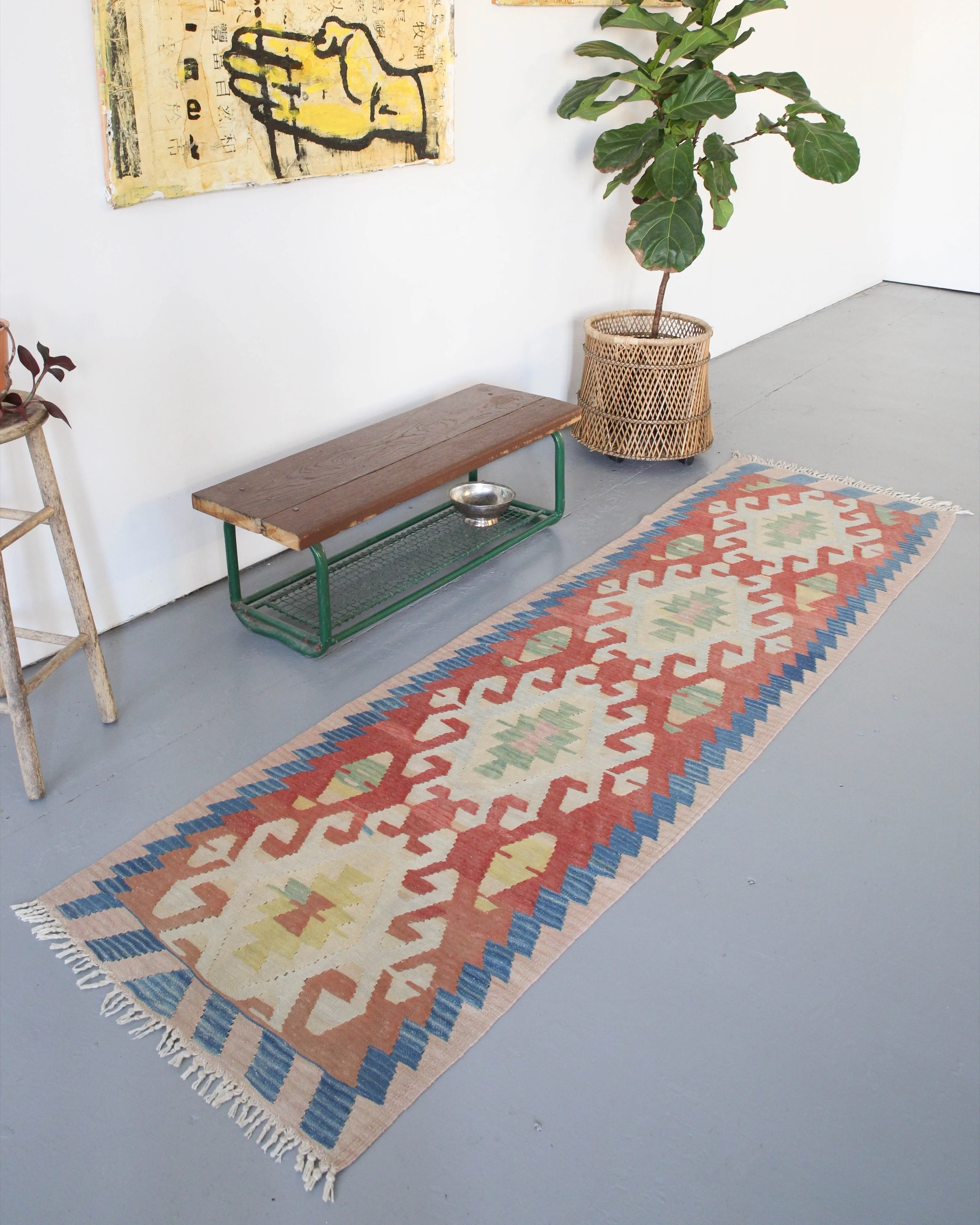Vintage Anatolian kilim runner rug