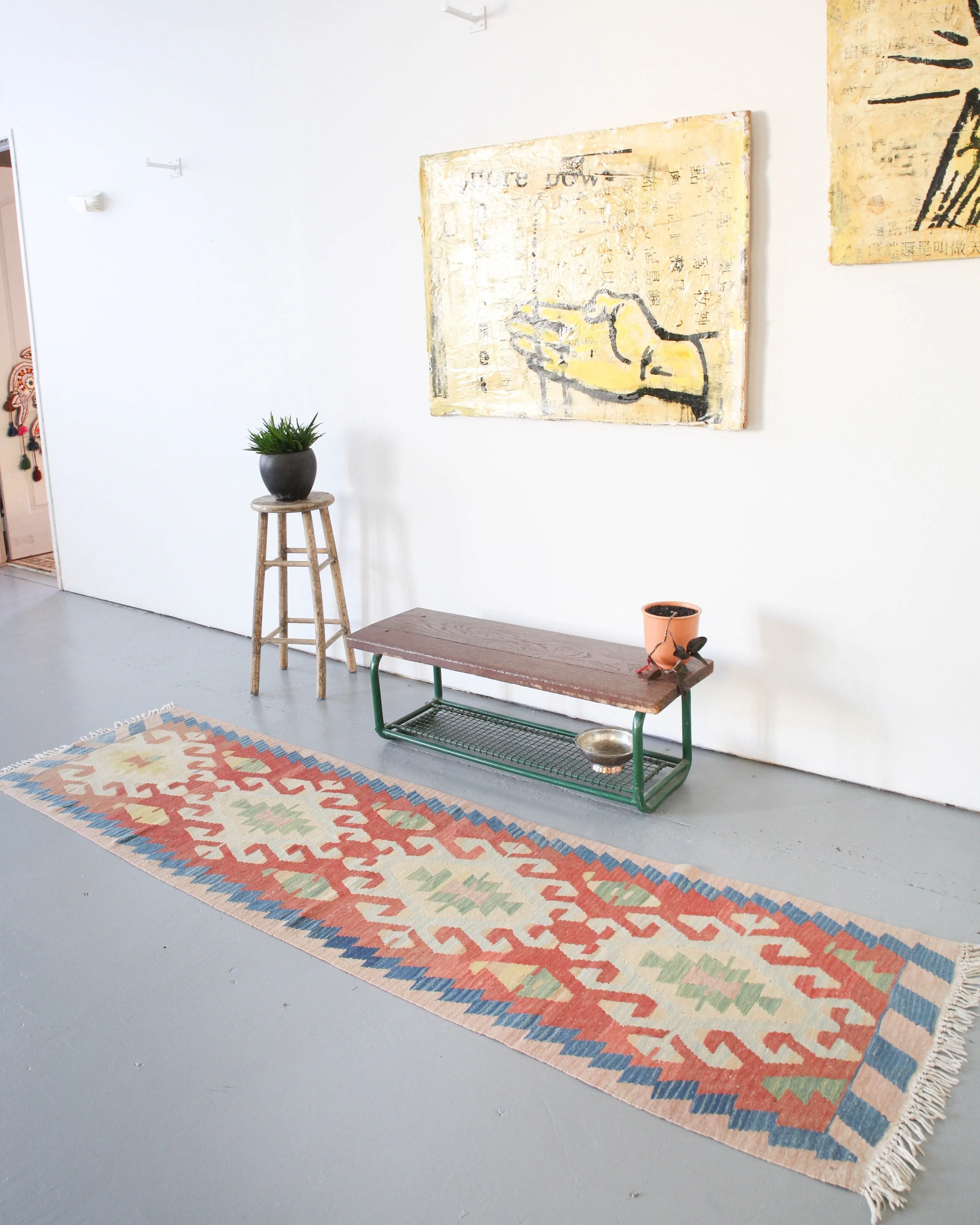Vintage Anatolian kilim runner rug