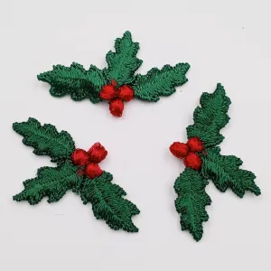 VINTAGE applique red green mistletoe Christmas Patches #351