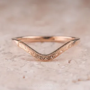 Vintage Classic Contour Wedding Band, 14k Rose Gold