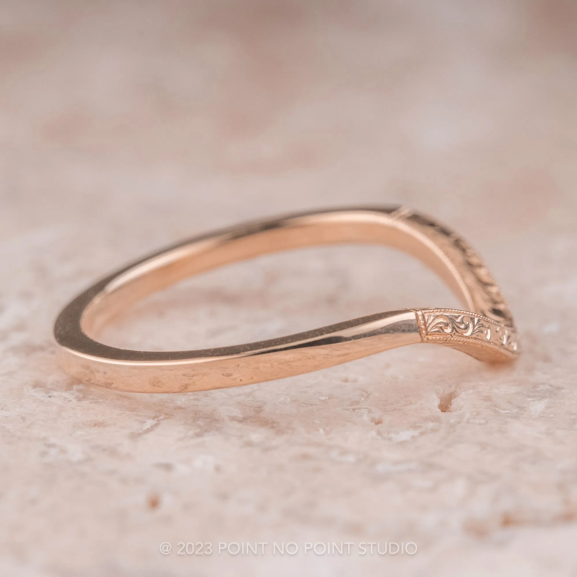 Vintage Classic Contour Wedding Band, 14k Rose Gold