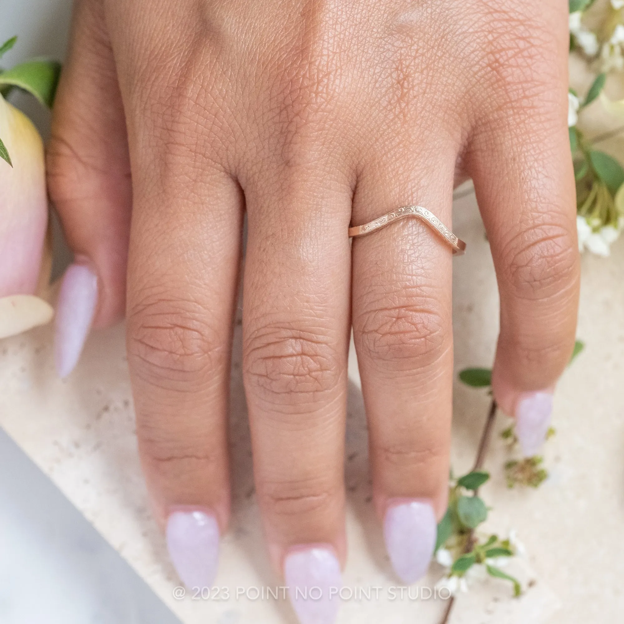 Vintage Classic Contour Wedding Band, 14k Rose Gold