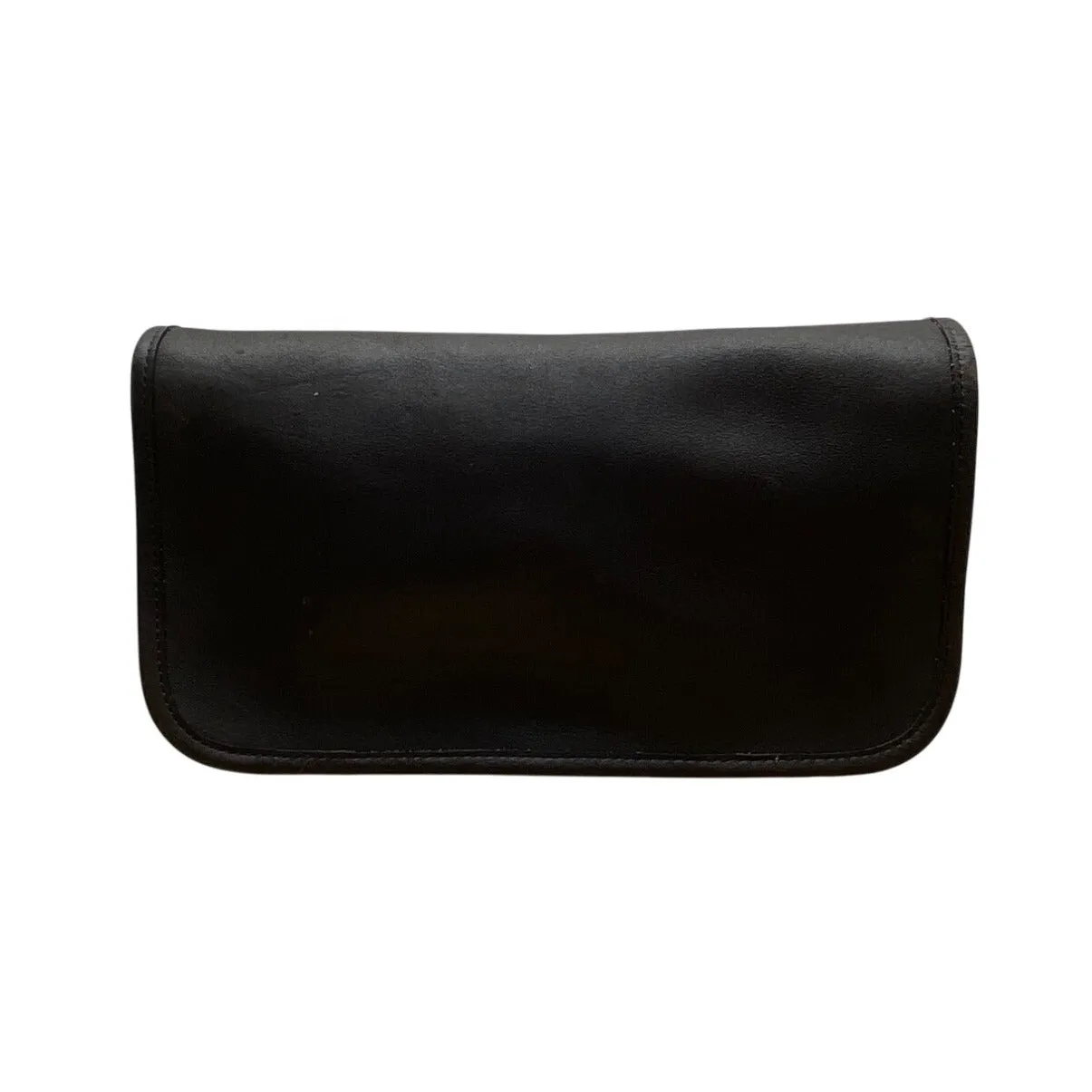 Vintage Coach Original NYC Dark Brown Leather Zip Pocket Kiss Lock pouch Clutch