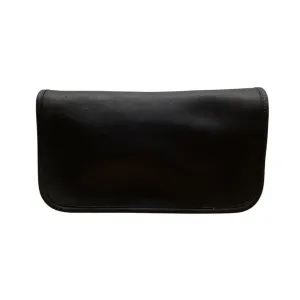 Vintage Coach Original NYC Dark Brown Leather Zip Pocket Kiss Lock pouch Clutch