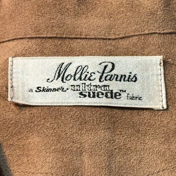 Vintage Mollie Parnis Brown Ultra Suede Skirt Cropped Jacket Set Size 8