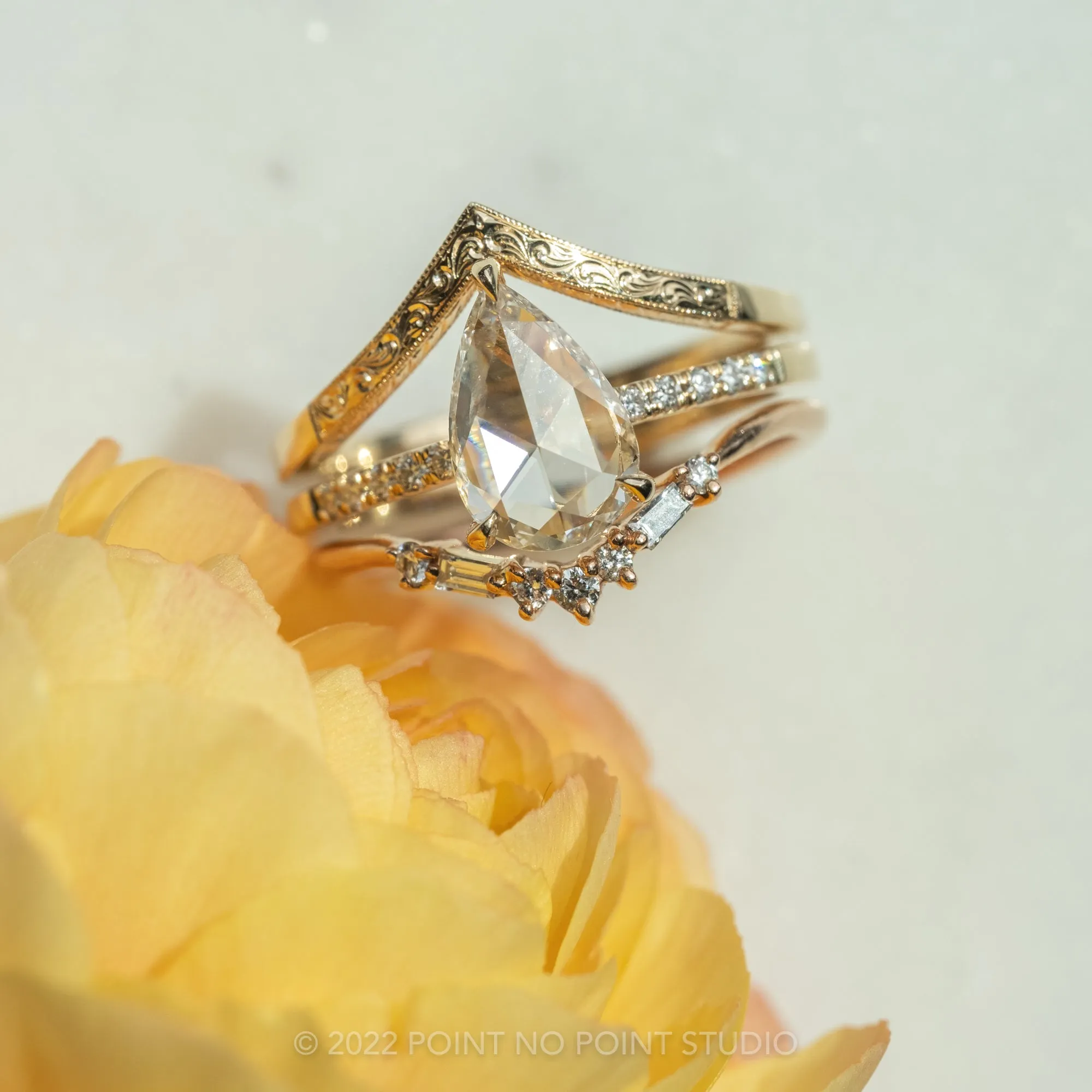 Vintage Vivian Wedding Band, 14k Yellow Gold