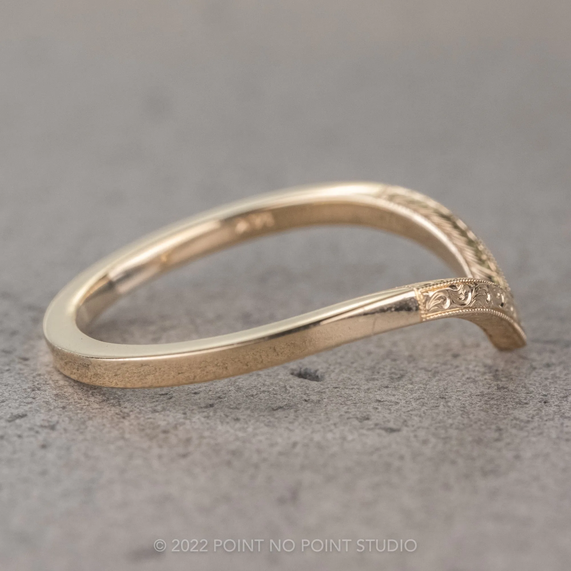 Vintage Vivian Wedding Band, 14k Yellow Gold