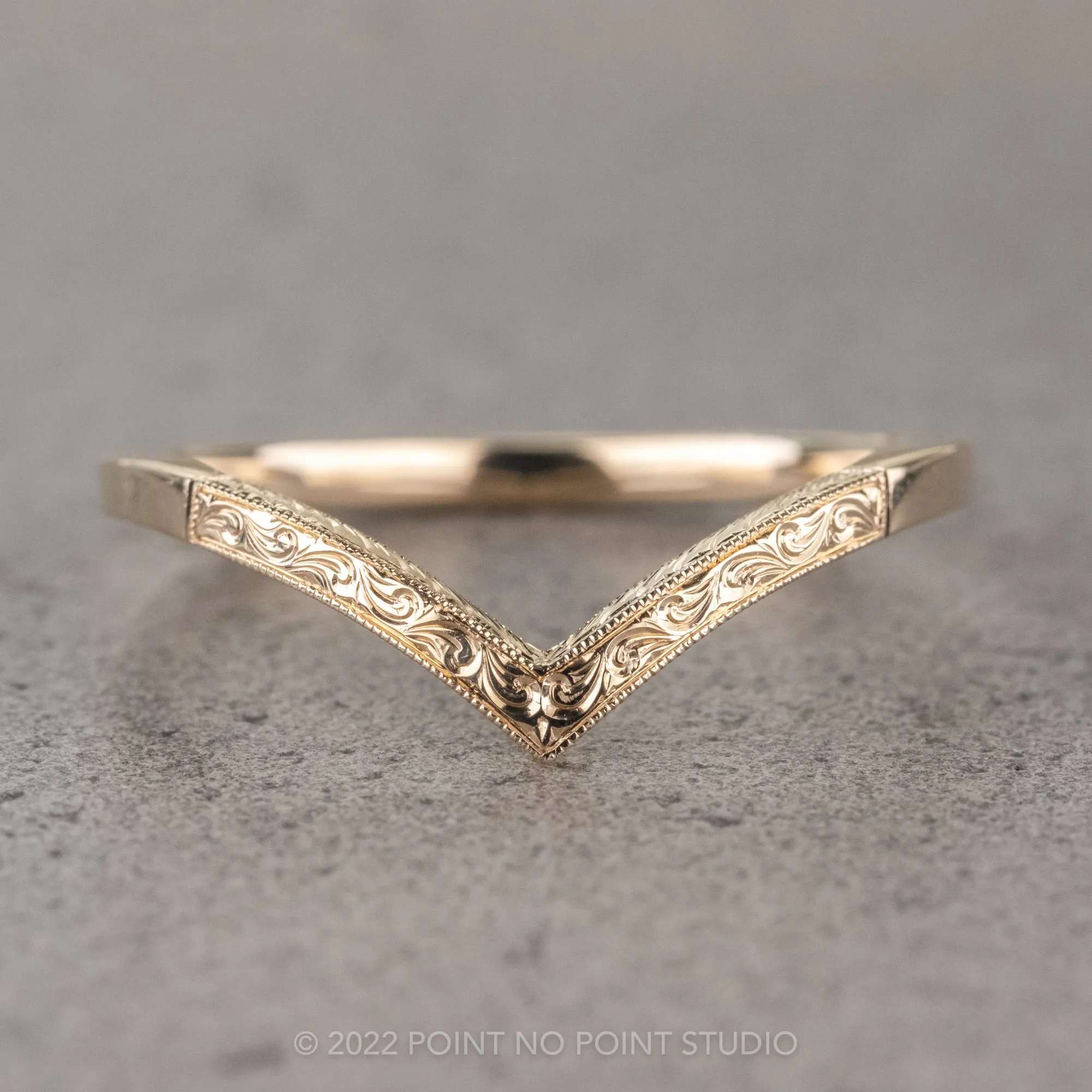 Vintage Vivian Wedding Band, 14k Yellow Gold
