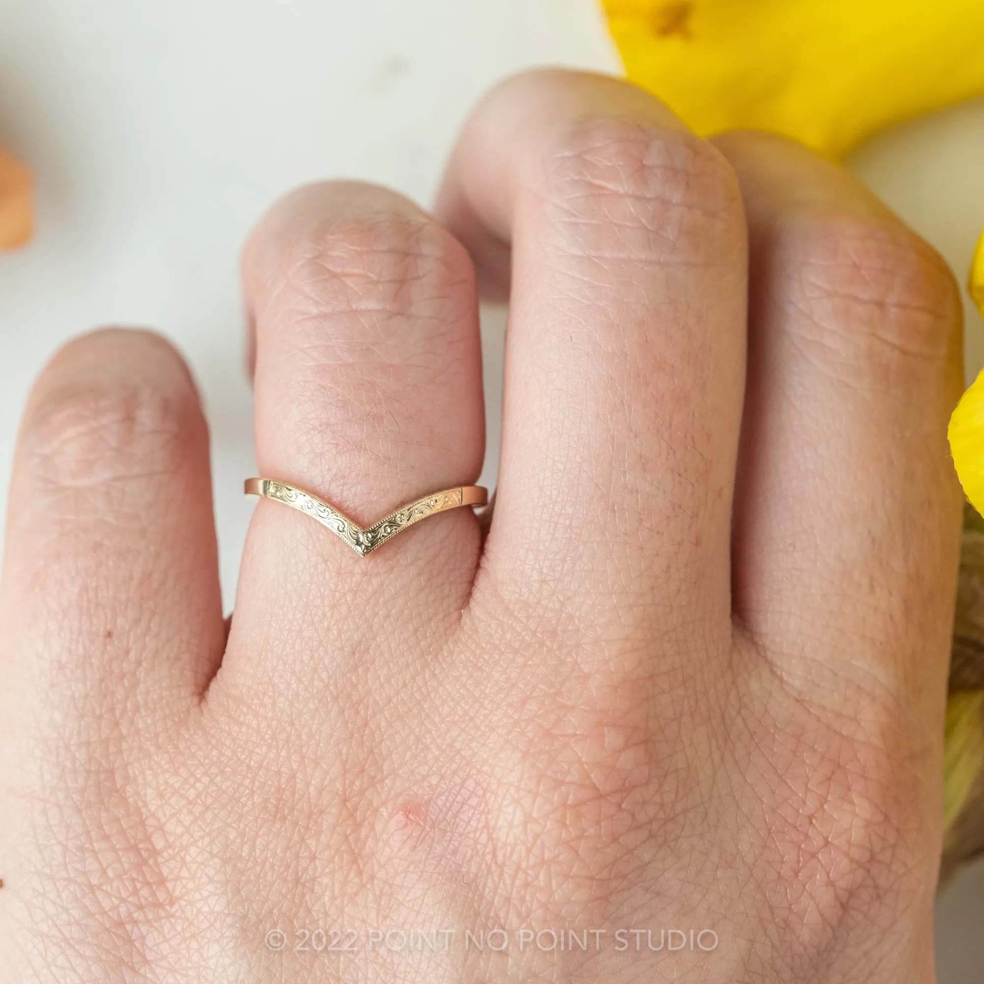 Vintage Vivian Wedding Band, 14k Yellow Gold