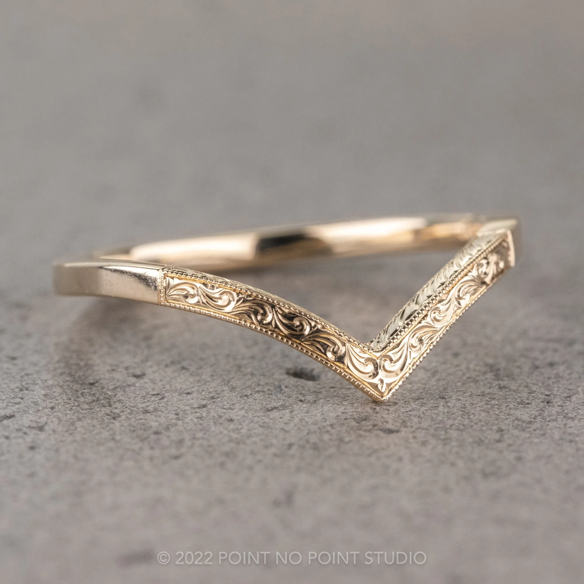 Vintage Vivian Wedding Band, 14k Yellow Gold