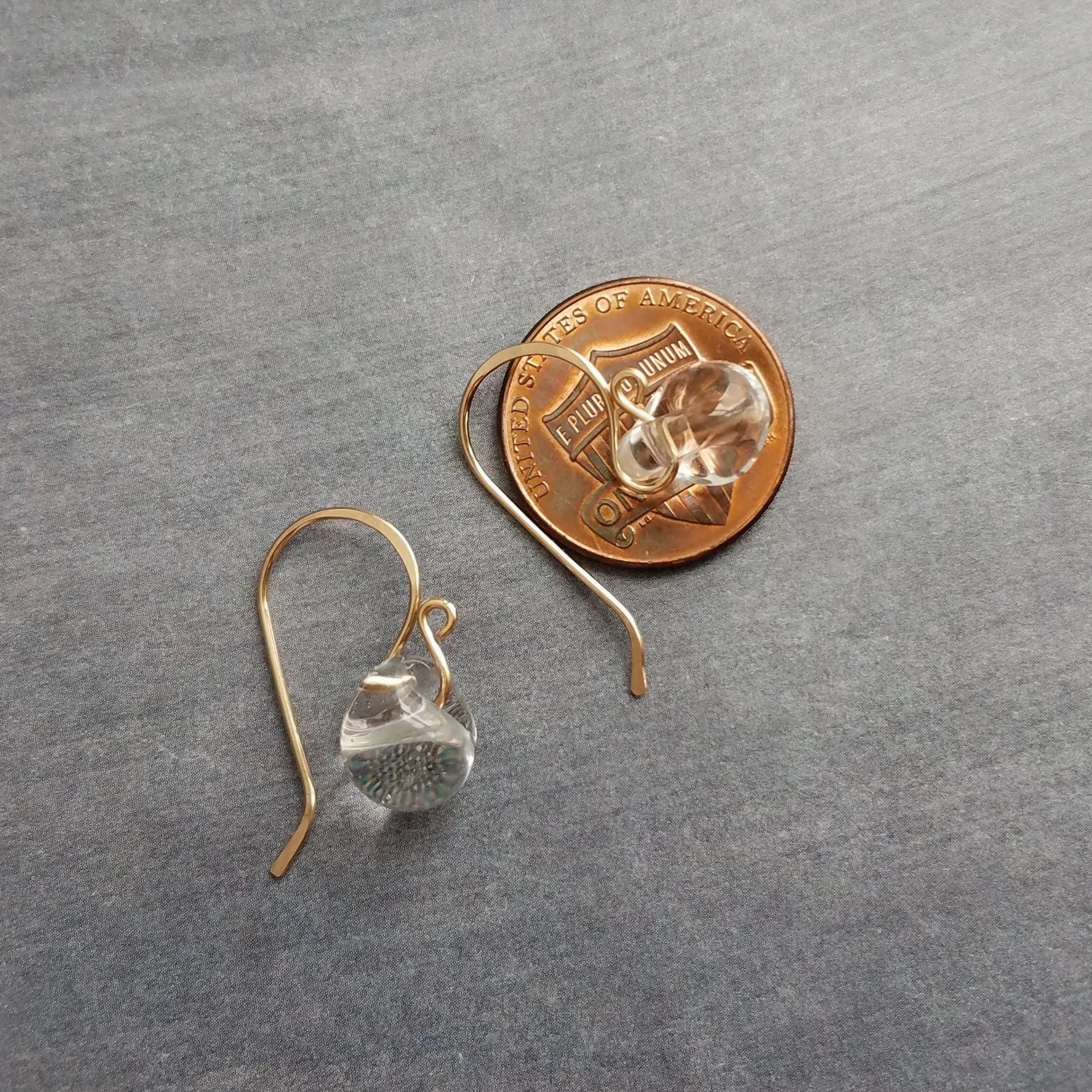 Water Drop Earring, 14K gold hooks, clear glass teardrop earring, solid glass drops, clear glass dangles, elegant earrings, simple earrings