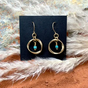 Whirling Gold   Turquoise Earrings