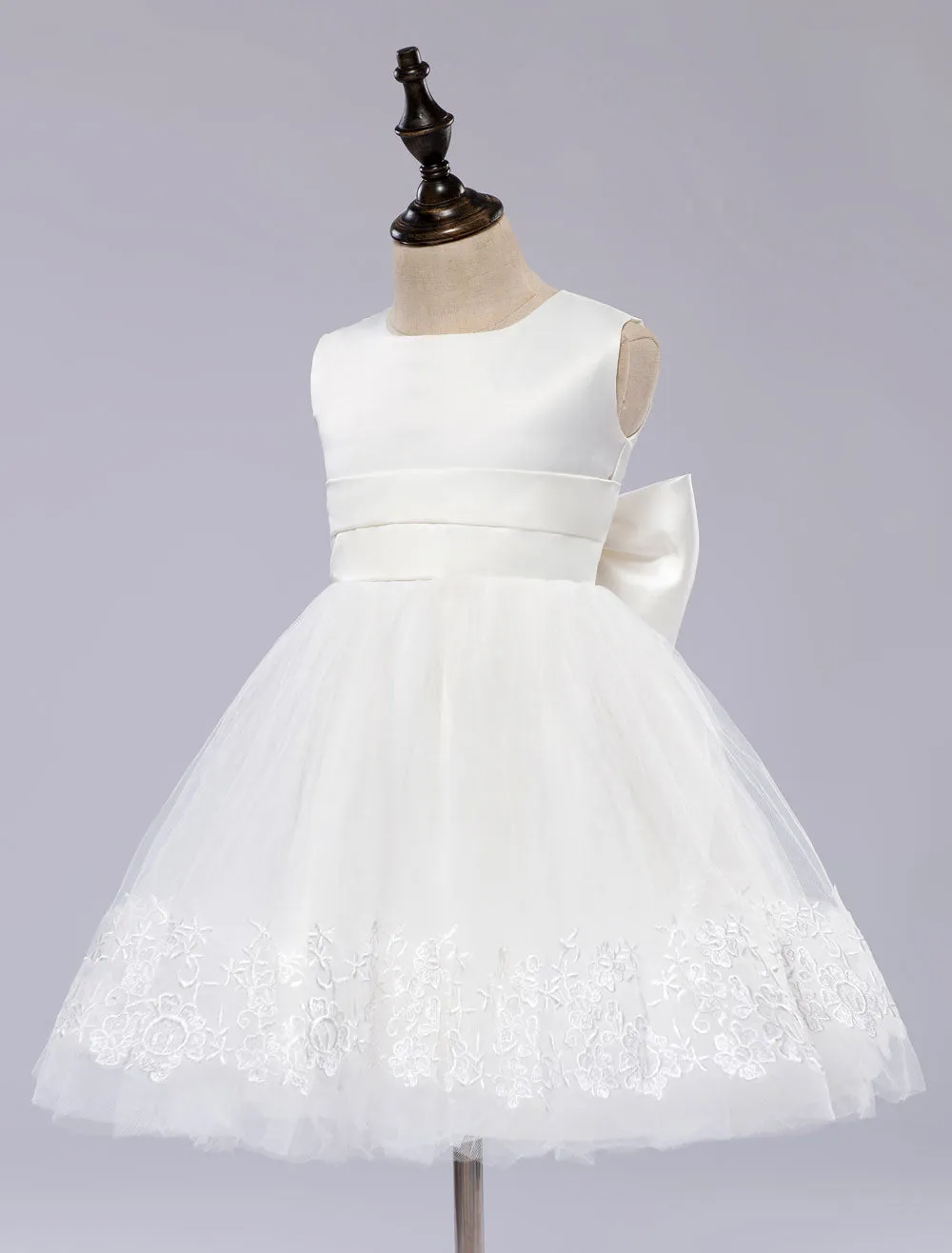 White Pageant Dress Princess Sleeveless Short Girl'S Dinner Dress