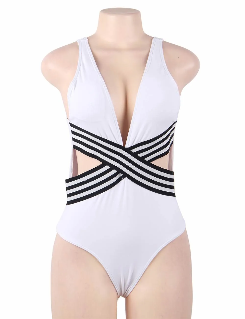 White Simple Sexy Summer Women‘s One Piece Swimsuit
