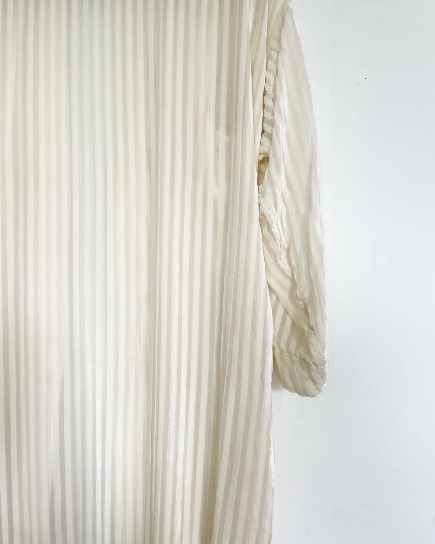 White Striped Burnout Silk Velvet Caftan