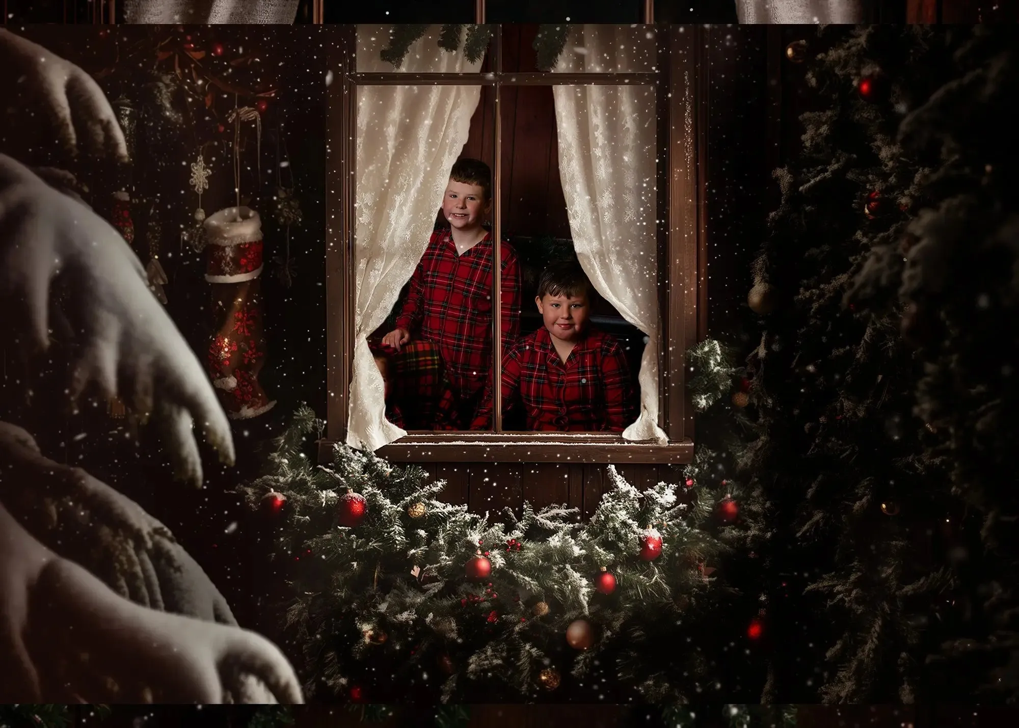 Winter Window Framer Digital Background Trio