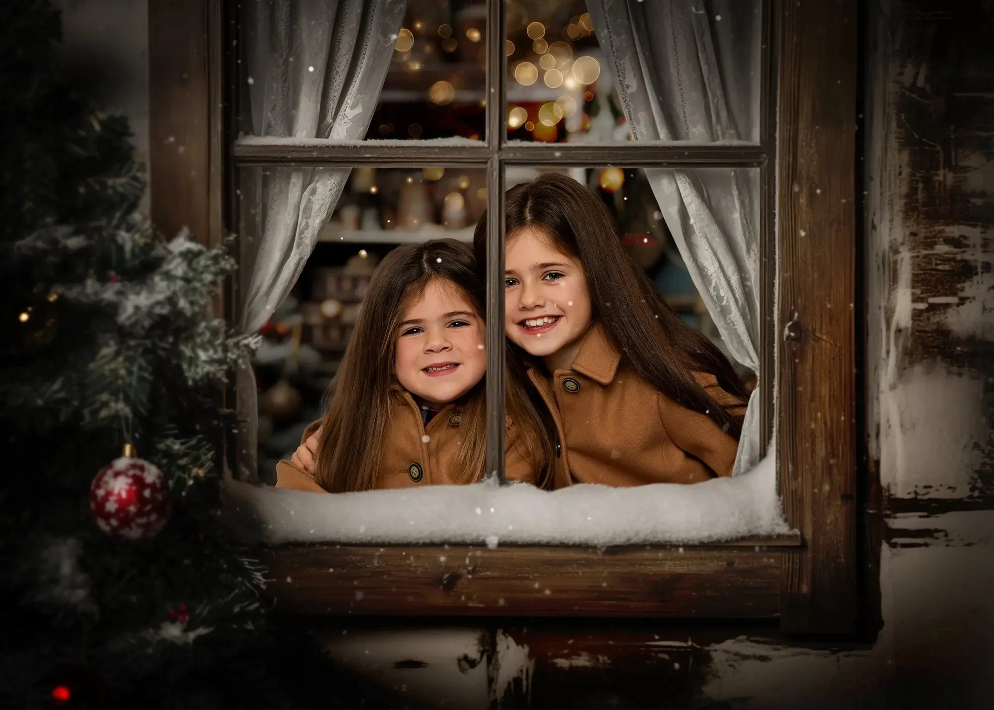 Winter Window Framer Digital Background Trio