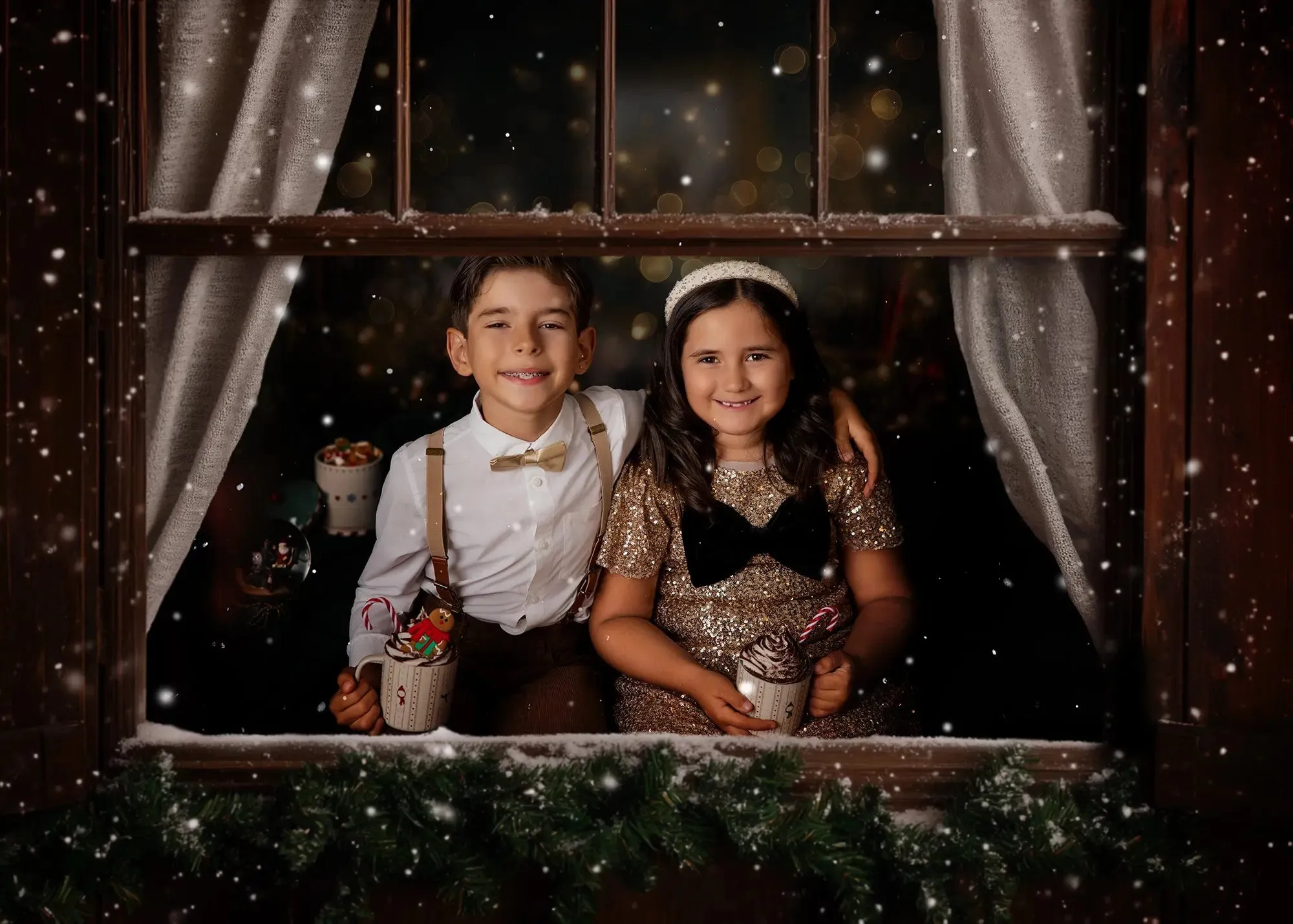 Winter Window Framer Digital Background Trio