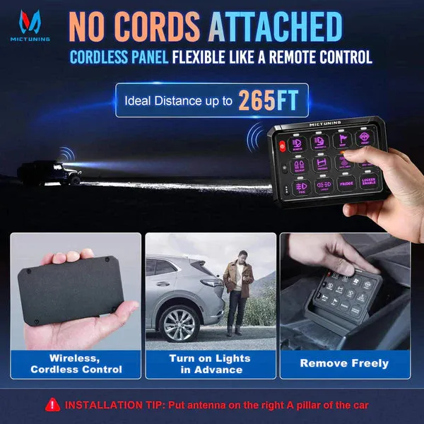 Wireless Cordless 8 Gang RGB Switch Panel P1s-AC, Adjustable RGB Colors Brightness, Multifunction Switch
