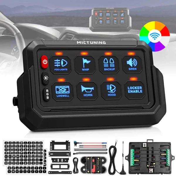 Wireless Cordless 8 Gang RGB Switch Panel P1s-AC, Adjustable RGB Colors Brightness, Multifunction Switch