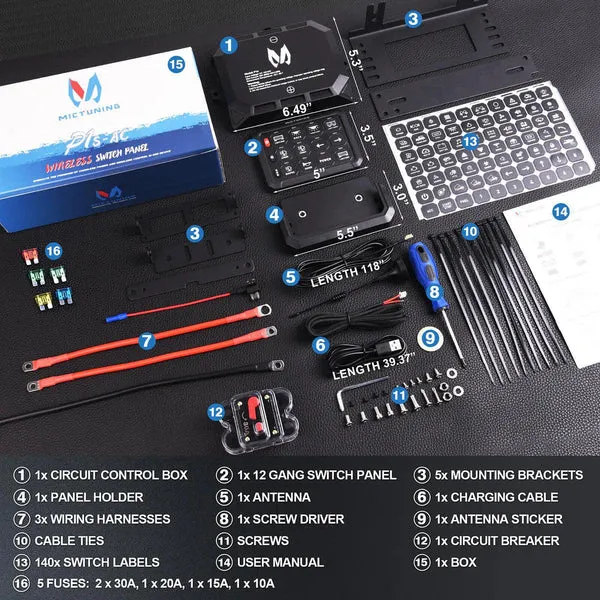 Wireless Cordless 8 Gang RGB Switch Panel P1s-AC, Adjustable RGB Colors Brightness, Multifunction Switch