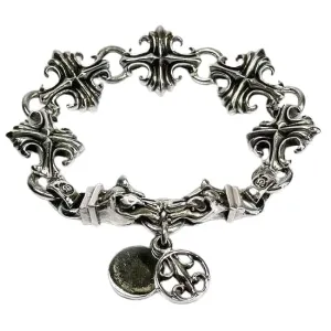 Wolf Head Sterling Silver Biker Bracelet