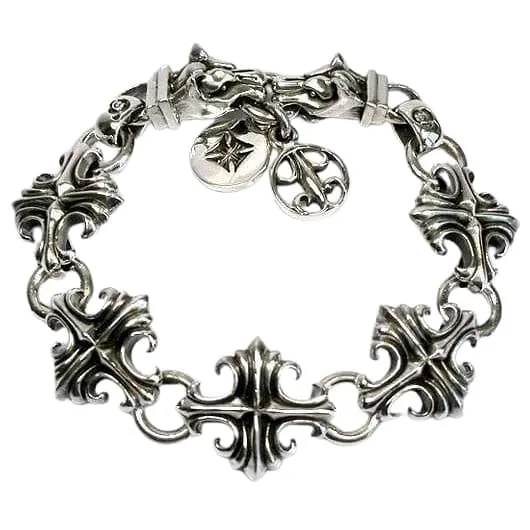 Wolf Head Sterling Silver Biker Bracelet