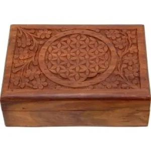 Wood Box Velvet Lined - Flower of Life