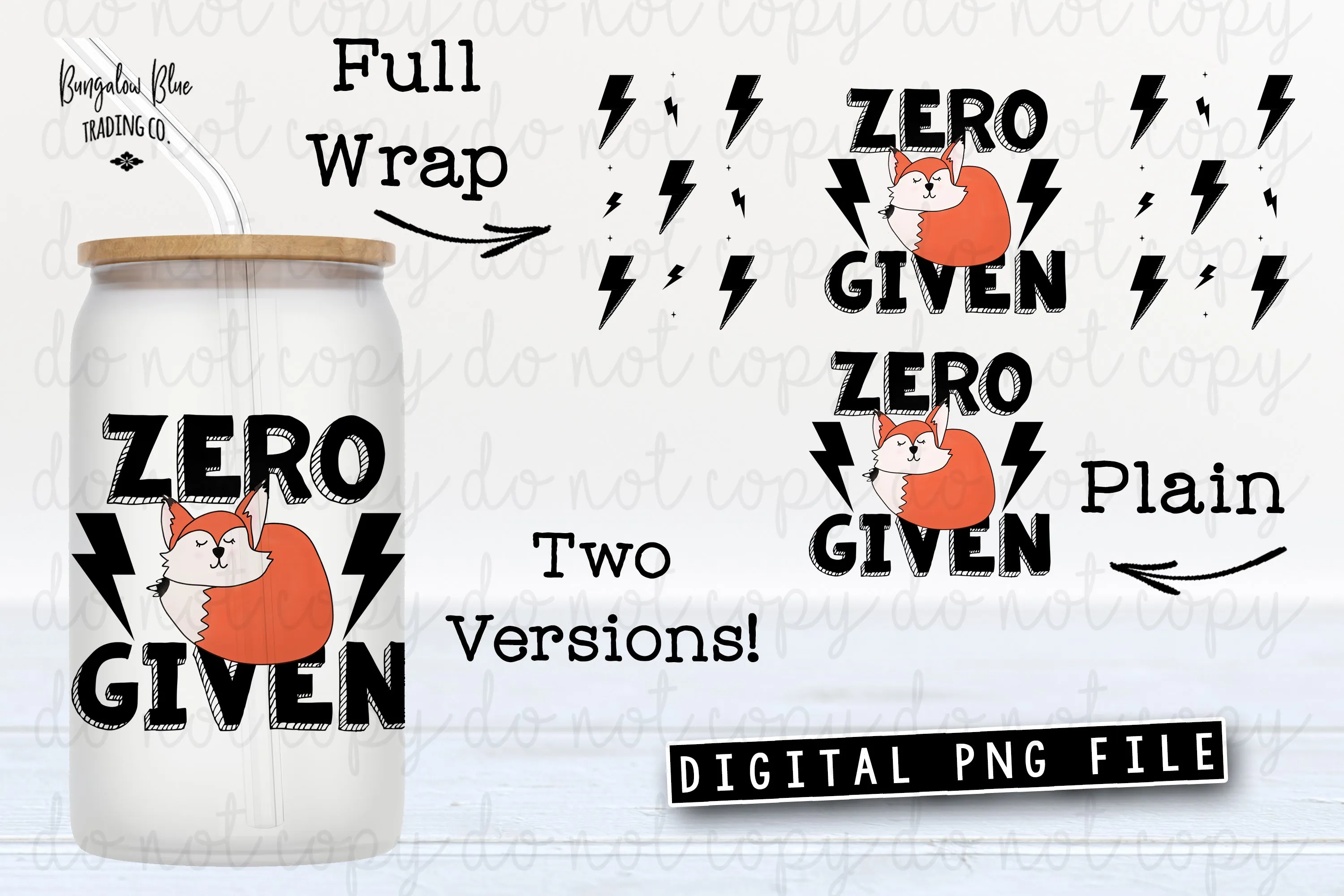 Zero Fox Given Can Tumbler Wrap Digital Download